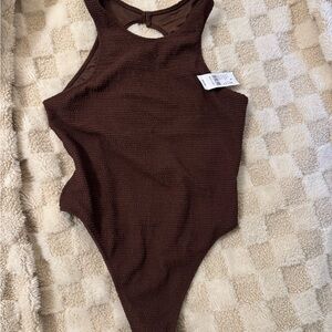 PacSun Brown Textured One Piece Swimsuit